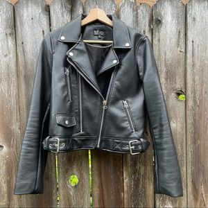 Zara brand black pleather jacket, EUC, size Medium